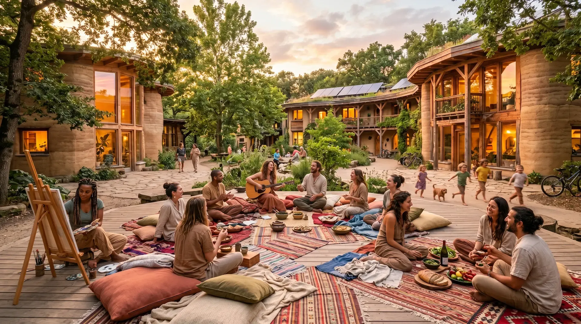 An afternoon in a shared courtyard, with time for music and neighbors.